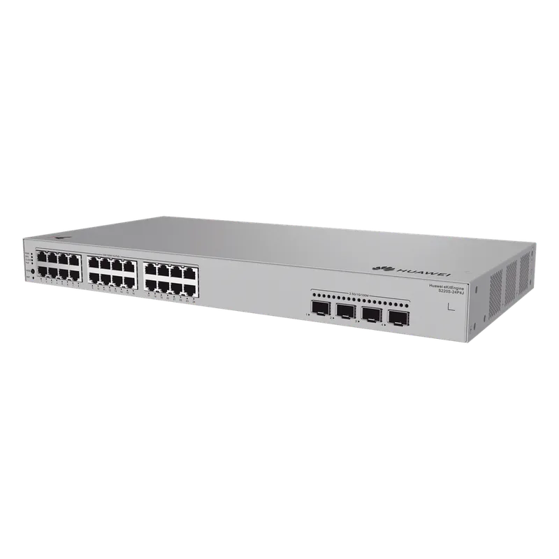 Switch de Acceso Gigabit Administrable PoE Capa 2 / 24 puertos 10/100/1000 Mbps (PoE) / 4 Puertos 2.5GE SFP Uplink / ERPS / IMGP Snooping / DHCP Snooping / PoE Perpetuo / 400 W / Administración Nube Gratis HUAWEI S220S-24P4J