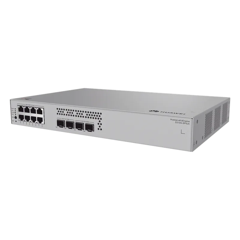 Switch de Acceso Gigabit Administrable PoE Capa 2+ / 8 puertos 10/100/1000 Mbps (PoE) / 2 Puertos 2.5GE SFP + 2 Puertos 10GE SFP+ Uplink / ERPS / Rutas Estáticas / PoE Perpetuo / 128 W / Administración Nube Gratis HUAWEI S310S-8P4JX