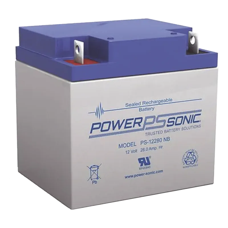 Batería 12V, 28AH, Para Respaldo, Tecnologías AGM/VRLA, 5 Años Vida Útil, Terminales NB, Reconocida UL POWER SONIC PS-12280-NB
