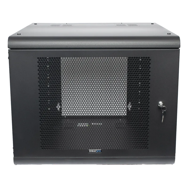 Gabinete de Pared con Puerta Perforada, 635mm de Profundidad, 9U Rack de 19 in, Acero Reforzado LINKEDPRO SR-1909-GN2P