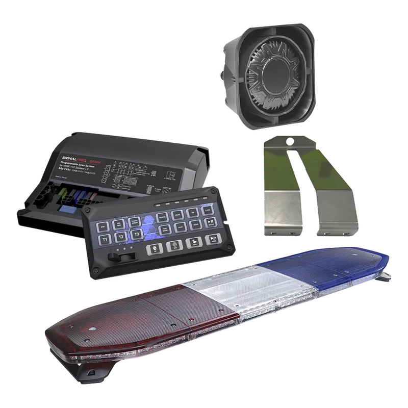 Kit de Sirena, Bocina y Torreta de 48", Con 216 LEDs, Dual Color, Frente: Rojo/Blanco, Azul/Blanco, Trasero: Rojo/Ámbar, Azul/Ámbar SIGNALPRO KITTHUNDER2