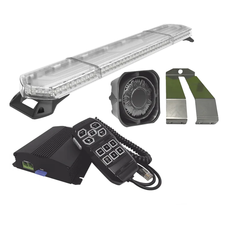 Kit de Sirena, Bocina y Torreta de 48", Con 96 LED, Ambar, Ideal Para Equipar Unidades De Seguridad Privada, MinerIa e Industria SIGNALPRO KITMETEORO