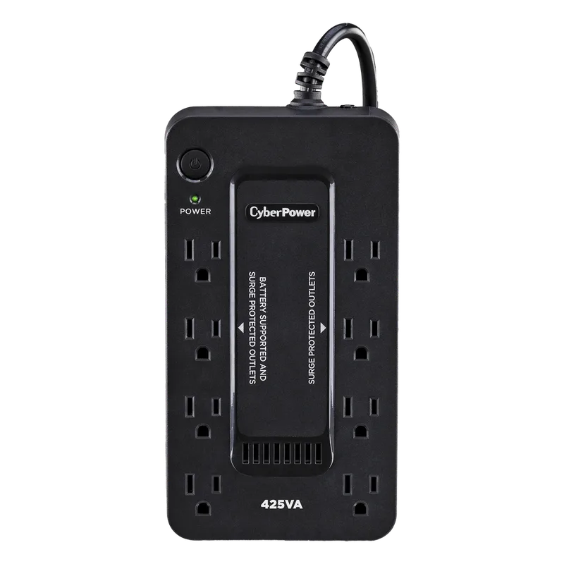 UPS de 425 VA/255 W, Topología Standby, Entrada 120 Vca NEMA 5-15P, Tipo Gabinete Compacto, Con 8 Tomas NEMA 5-15R CYBERPOWER ST425