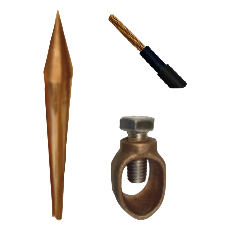 Kit Básico para Tierra Física con Varilla de 5/8" de 1.5 m de Largo, Opresor y 10 Metros de Cable Negro 6 Awg. TOTAL GROUND TG-KIT-VAR15