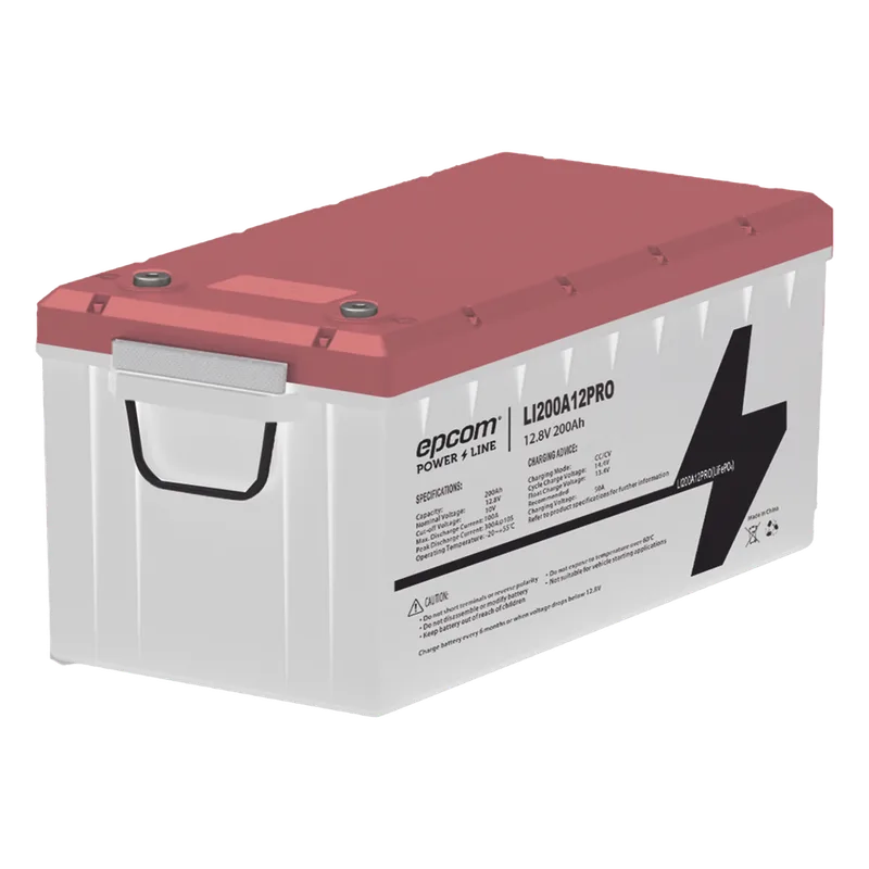 Batería de Litio LiFePO4 Ciclo Profundo / 12.8 Vcc / 200 Ah / Descarga Máxima 200 A / Solar y Marina EPCOM POWERLINE LI200A12PRO