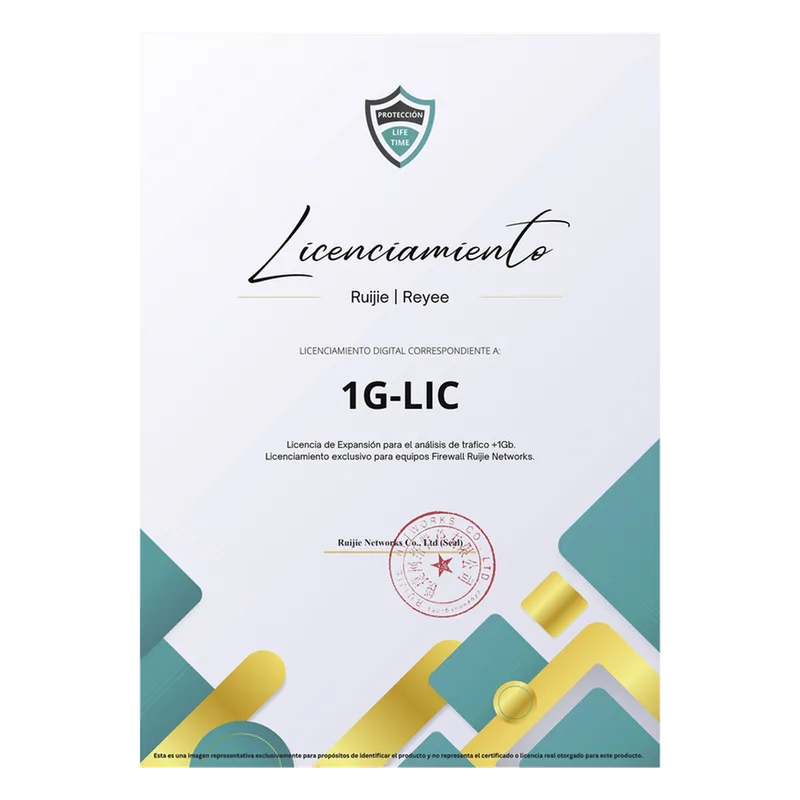 Licencia Perpetua para aumentar en 1Gb el análisis de trafico, Firewall modelo Z5100 series RUIJIE RG-WALL1600-Z5100-S-1G-LIC