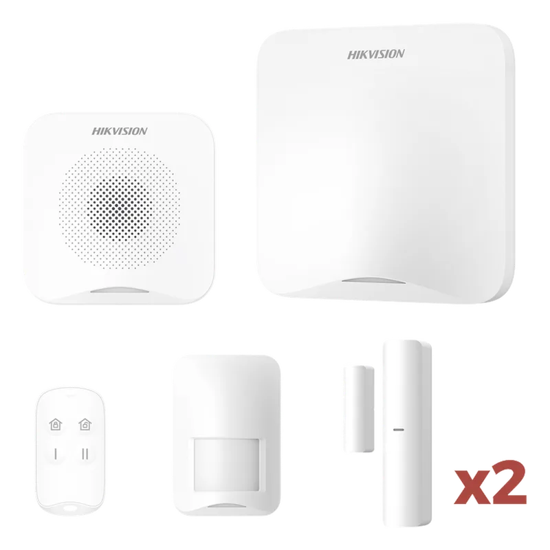 (AX HOME) KIT de Alarma AX HOME / Incluye: 1 Hub con batería de respaldo / 1 Llavero / 1 PIR / 2 Contactos Magnéticos / 1 Sirena / Wi-Fi / Compatible con Hik-Connect P2P y Hik-Partner PRO HIKVISION AXHOME-KIT-WIFI