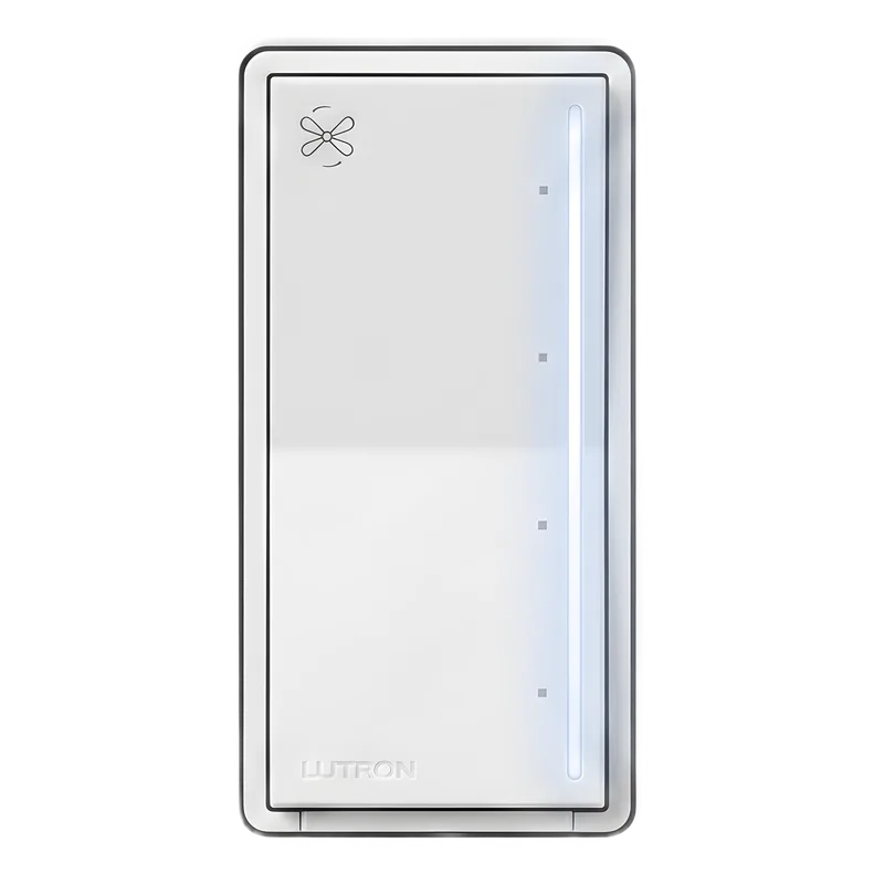Control de ventilador de techo táctil de 4 velocidades para un ventilador tipo paleta AC, con barra luminosa, sistema RadioRA 3 LUTRON RADIORA 3 RRSTANFWH