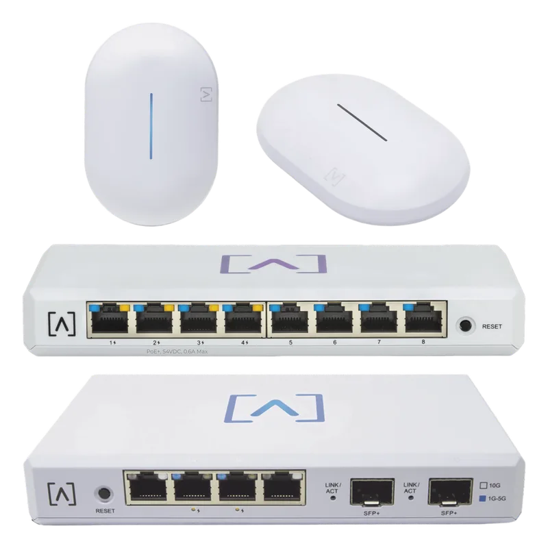Starter KIT Alta Labs: Incluye 1 Router (Route10) / 1 Switch PoE (S8-POE) / 1 Puntos de Acceso WiFi 6 AP6 / 1 Punto de Acceso AP6-PRO / Bloqueo de Contenido / Administración en la Nube / App Gratuita / Compatible con la plataforma Purple ALTA-STR-KIT