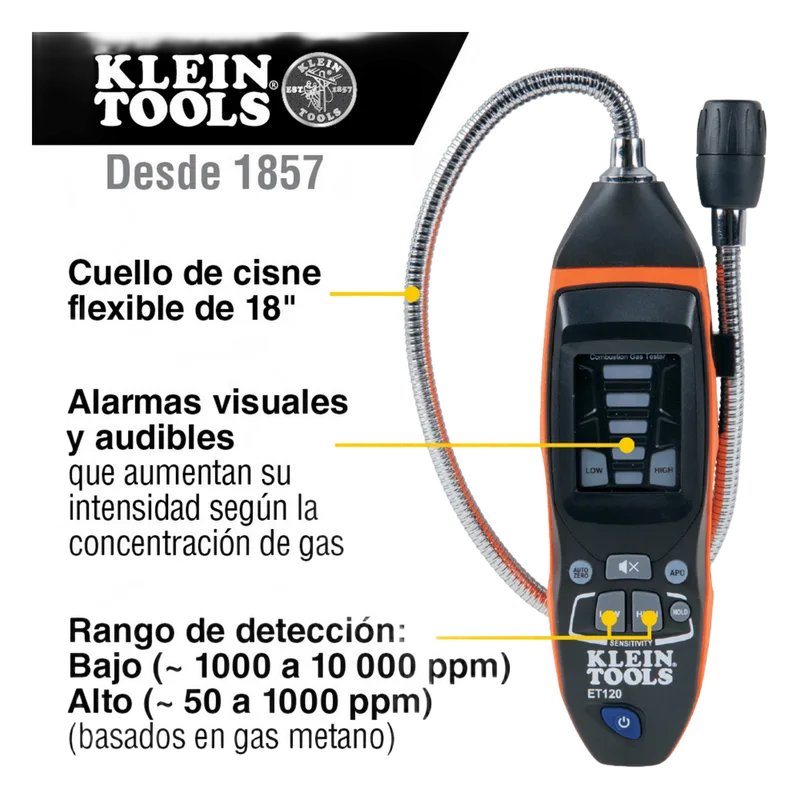 Detector de Fugas de Gas Combustible. KLEIN TOOLS ET-120