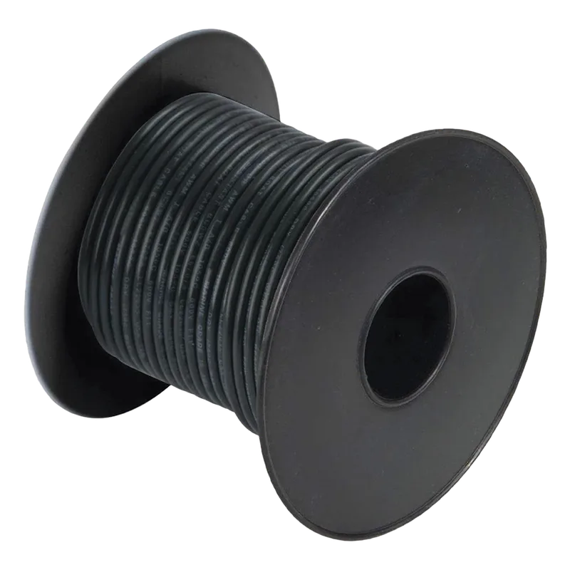 Rollo de cable grado marino calibre 14 en color negro de 100 pies (30.48 m). COBRA WIRE & CABLE A1014T-07-100