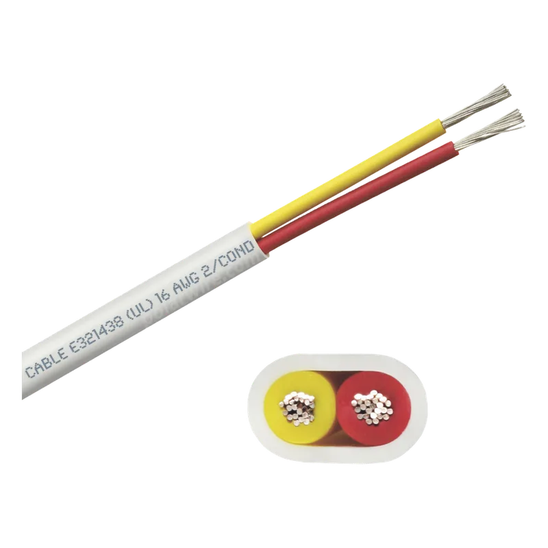 Rollo de cable plano grado marino calibre 16, de 2 conductores (rojo y amarillo) de 250 pies (76.2 m). COBRA WIRE & CABLE B7W16T-20-250