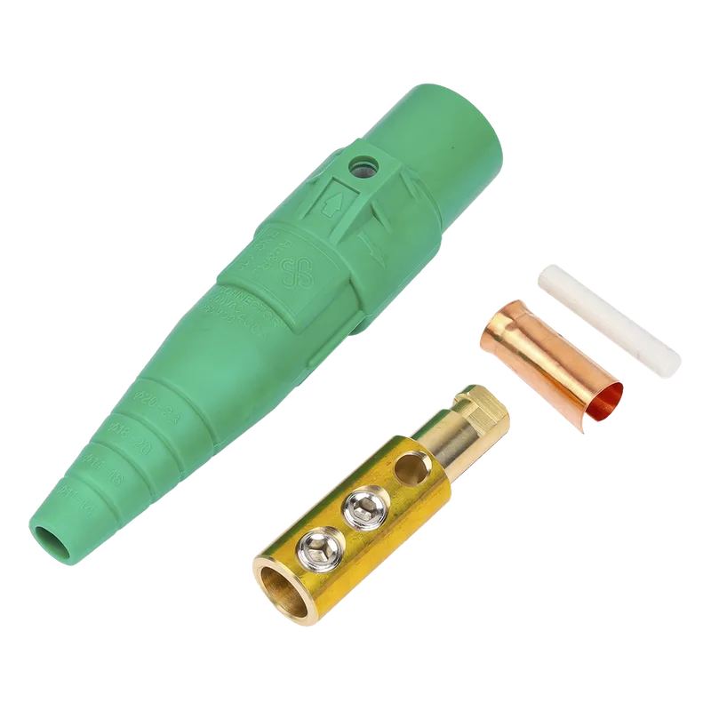 Conector Camlock Macho / 400 Amperes / AC 600V / Sección Cable 50-95 mm² / Abrazadera Compresión / Plástico Ingeniería / Varios Colores EPCOM PROAUDIO EP-CAMLOCK-400A-M-GREEN