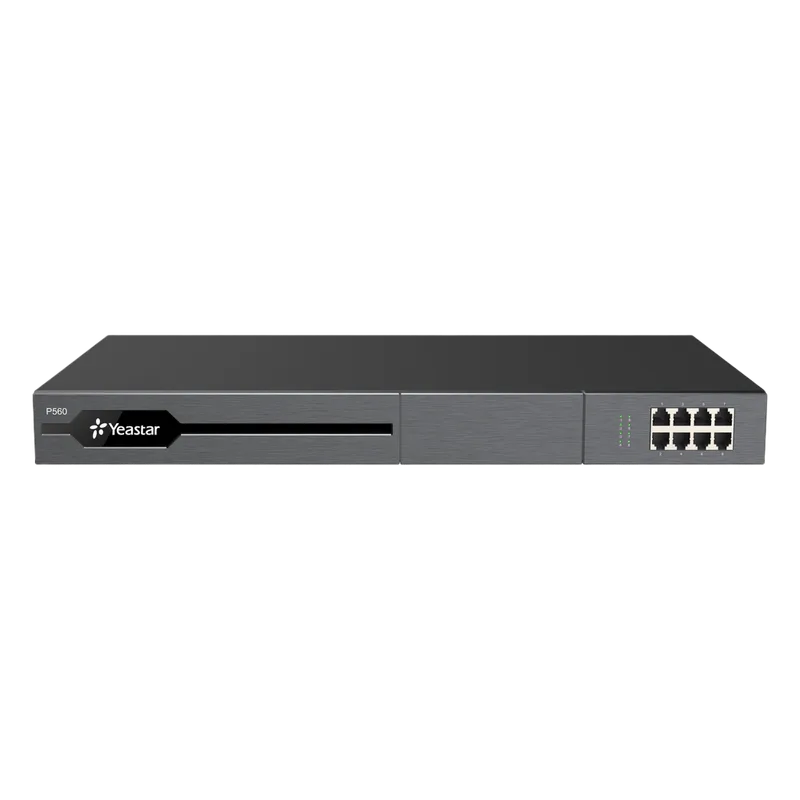 Conmutador IP PBX Enterprise Modular / 100 Extensiones Expansible a 200 / 30 Llamadas Simultáneas Expansible a 60 / Soporte E1/T1/PRI / Hasta 8 Puertos FXO/FXS / Call Center Avanzado / Omnicanal con IA YEASTAR P560
