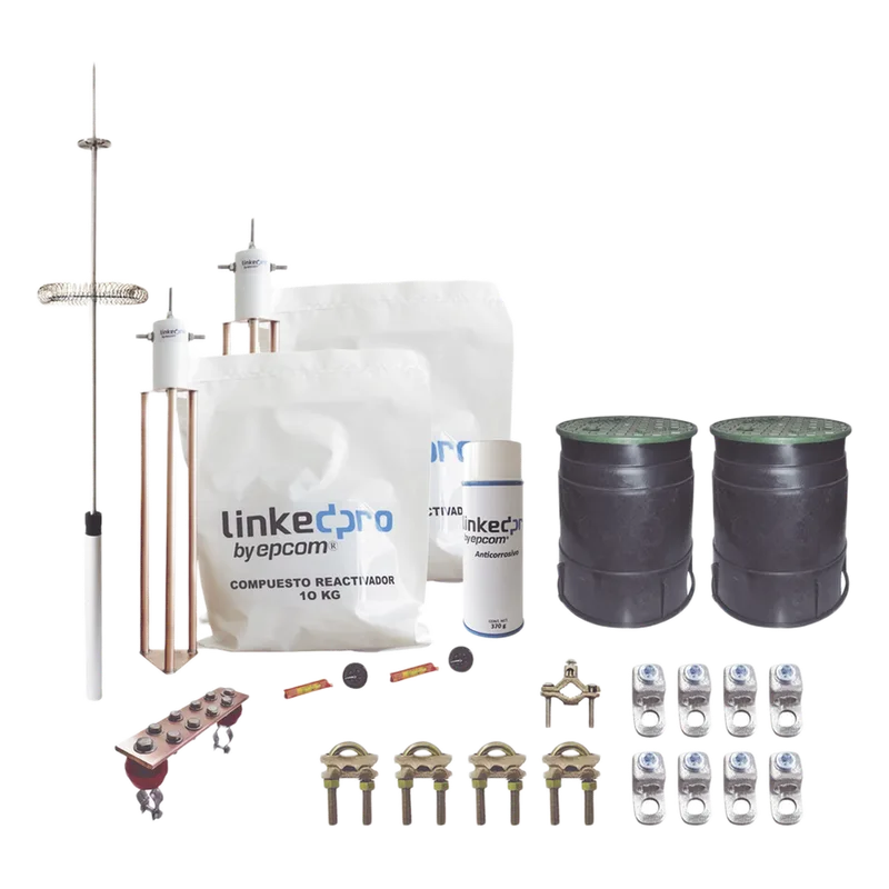 Kit Pararrayos Torre 30 m / Punta Dipolo Corona Aluminio / Electrodo Cobre 30A / Filtro Equipotencial / Accesorios Instalación Incluidos LINKEDPRO BY EPCOM KLP-TZ-PRO