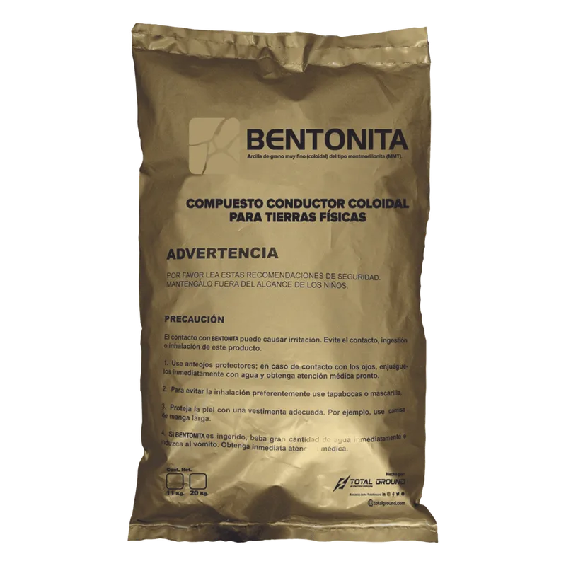 Bentonita, Compuesto Conductor Coloidal para Tierras Físicas, Saco con 20 Kgr. TOTAL GROUND TG-BENTONITA
