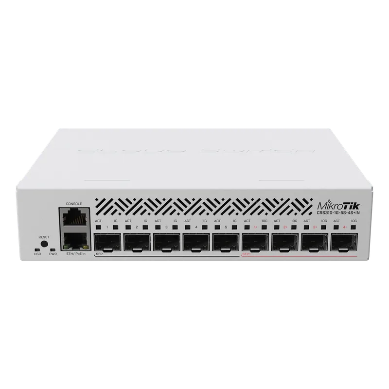 Cloud Router Switch con 1 puerto GbE/ 5 Puertos SFP/ 4 puertos SFP+ Ideal para Enlaces de Alto Rendimiento MIKROTIK CRS310-1G-5S-4S+IN