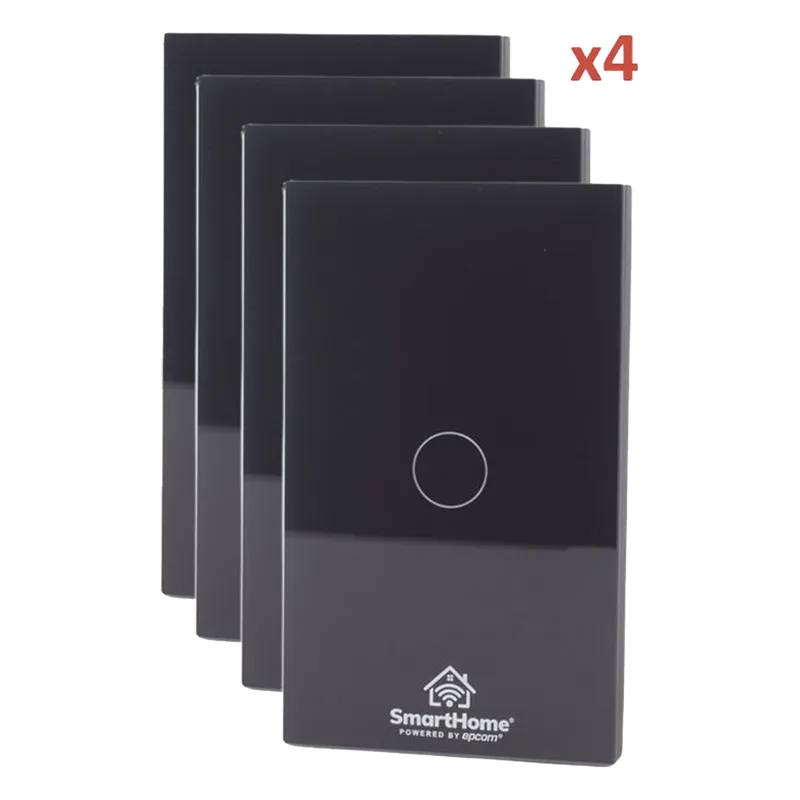 (Wifi) KIT 4 apagadores inteligentes Wifi compatibles con Alexa y GoogleHome SMARTHOME BY EPCOM SH411W4K