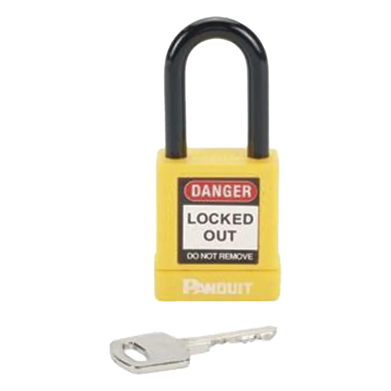 Candado de Bloqueo LOTO de Seguridad Dieléctrico, Con Llave Única, Diámetro de 6.5 mm, Color AMARILLO PANDUIT PSL-8YL