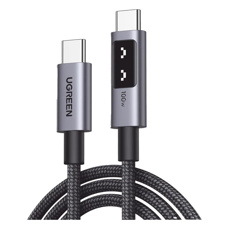 Cable USB-C a USB-C | 1 Metro | Carga Rápida de hasta 100W | Transferencia de datos 480 Mbps | PD3.0 | QC4.0/3.0/2.0 | FPC | AFC | Protección Integrada| Caja de Aluminio | Nylon Trenzado | Amplia Compatibilidad | Color Negro. UGREEN 35501