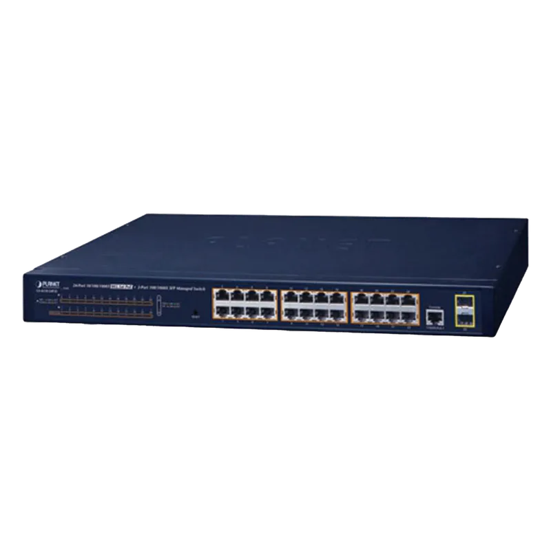 Switch PoE Administrable Capa 2 / 24 Puertos10/100/1000BASE-T / 2 SFP 100/1000BASE-X / POE 802.3af/at PLANET GS-4210-24P2S