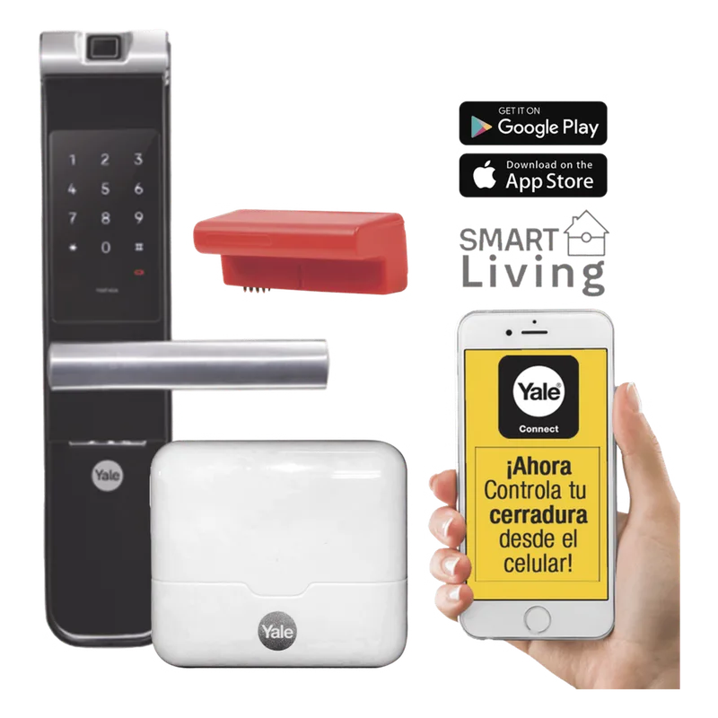 Kit Cerradura con manija YMF40A y HUB, Apertura por, Código, Biometría y apertura por SMARTPHONE, Para puertas de 35 a 90 mm de espesor YALE-ASSA ABLOY MX81861