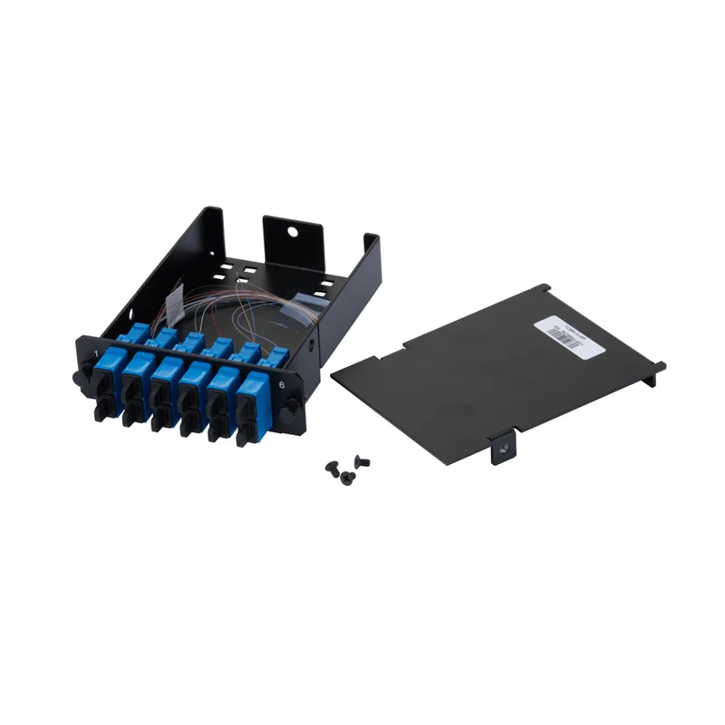 Placa Acopladora de Fibra Óptica FAP, Con 12 Pigtails y 6 Conectores SC Duplex (12 Fibras), Para Fibra Monomodo OS1/OS2, Color Azul PANDUIT FCS9N-12-03P