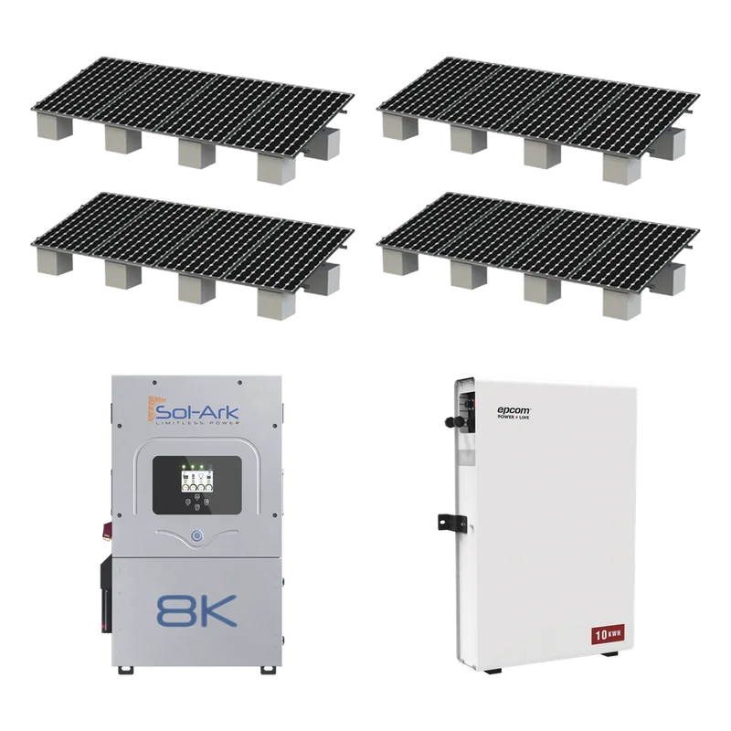 Kit Hibrido con Interconexión a la Red Eléctrica de CFE de 8 kW con Salida de 220 Vca y respaldo de 10 kWh en batería de LiFePO4 SOL-ARK KITHYBRID8KSOL