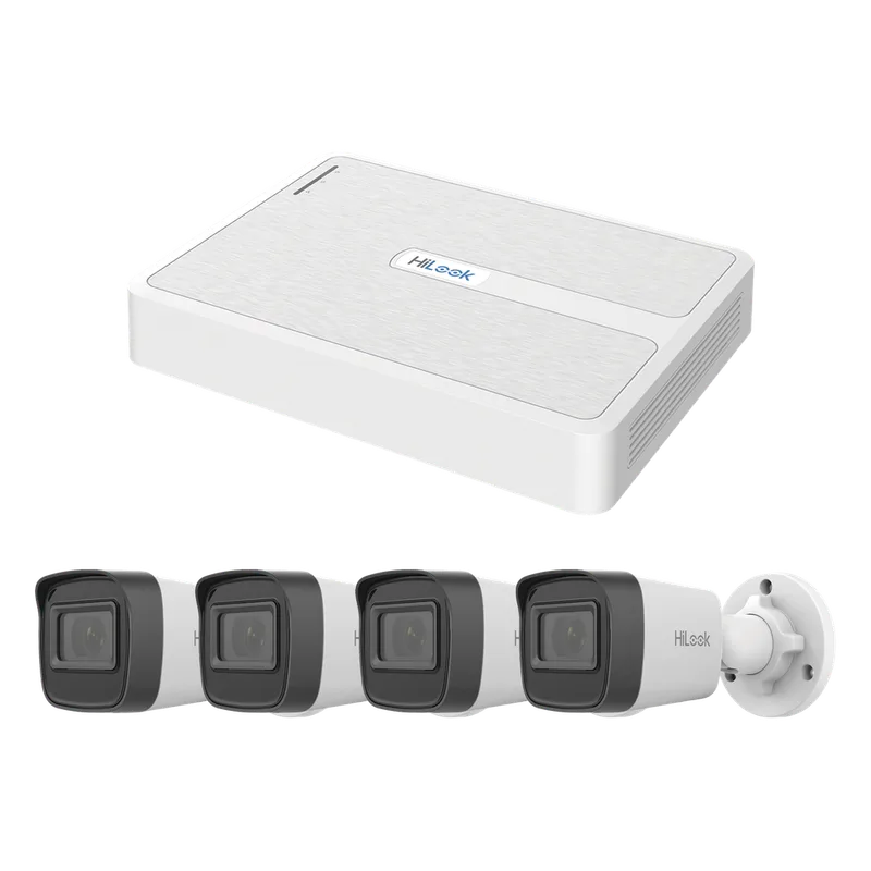 Kit IP 2 Megapixel / NVR de 8 Canales con 8 Puertos PoE / 4 Cámaras IP Bala para Exterior HiLook by HIKVISION KIPH4B/2MP