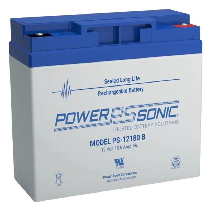 Batería 12V, 18AH, Para Respaldo, Tecnologías AGM/VRLA, Diseño De Vida Útil 5 Años, Terminales Tipo B, Listada UL, Libre De Mantenimiento POWER SONIC PS-12180-B