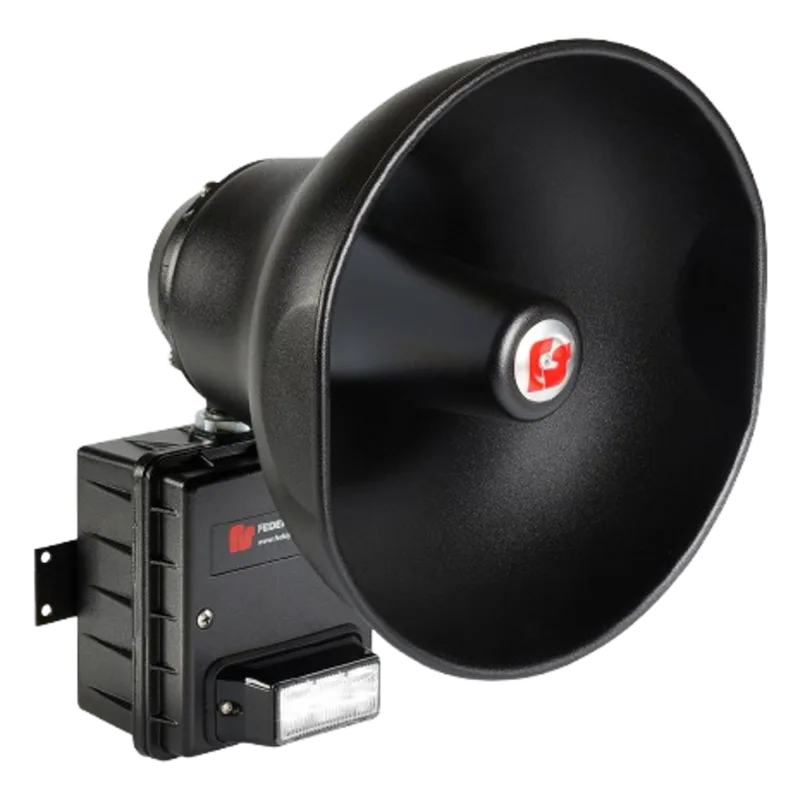 Altavoz IP para Señalización, 15 W Potencia con luz LED Rojo Alta Intensidad, PoE+ 802.3at, NEMA 4X uso en Interior-Exterior, 112 dB a 10 pies (3 m) FEDERAL SIGNAL INDUSTRIAL I-IP15-R