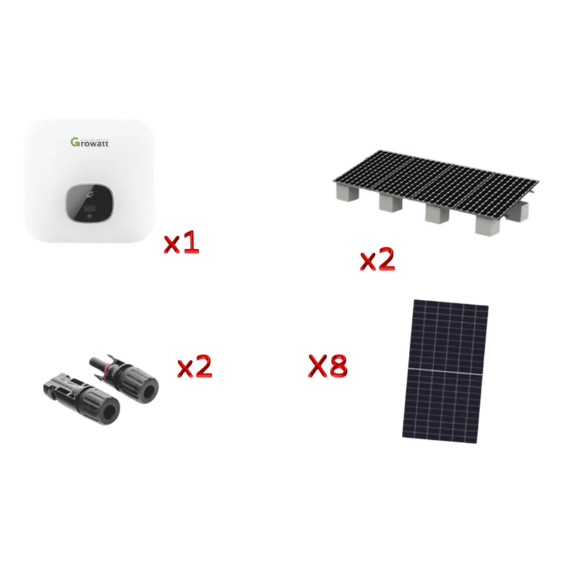 Kit Solar Interconexion / 5kW 220Vca / Inversor GROWATT / Montaje Incluido MIN5000KIT1