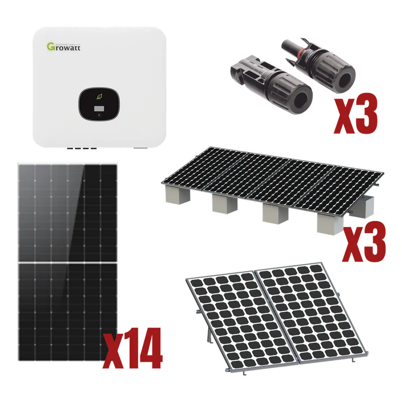 Kit Solar Interconexion / 8kW 220Vca / Inversor GROWATT / Montaje Incluido MIN8000KIT1
