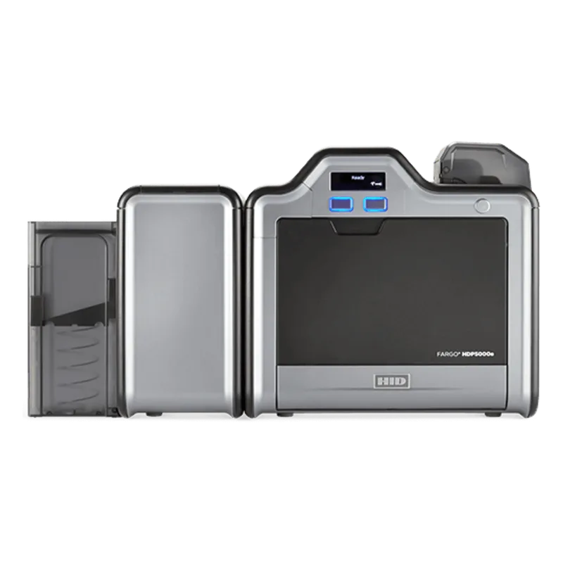 Impresora de Tarjetas HDP5000e / Retransferencia / Resolución 300 dpi / 16.7 Millones de Colores / Laminación y Codificación Opcional / Conexión USB y Ethernet / HID Global 096640
