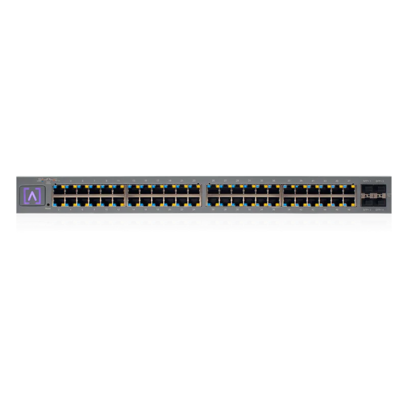 Switch Administrado 48 Puertos PoE+ / 740W PoE Budget / 16 Puertos 2.5 Gbps + 32 Puertos 1 Gbps / 4 Puertos SFP+ 10 Gbps / Bluetooth Setup / Cloud Management / VLAN Stacking / Rackmontable ALTA LABS S48-APOE