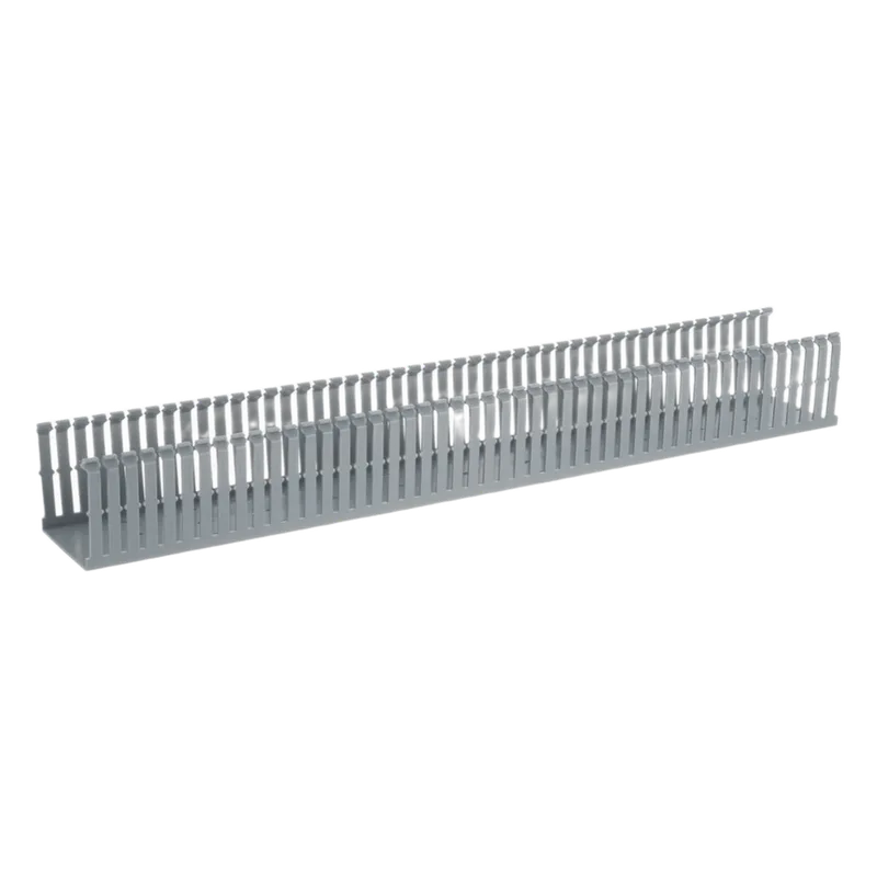 Canaleta Ranurada de PVC con Tapa, Tipo F, 82.6 mm de Ancho, 79.2 mm de Alto y 2 m de Largo, Color Gris PANDUIT FC3X4LG2
