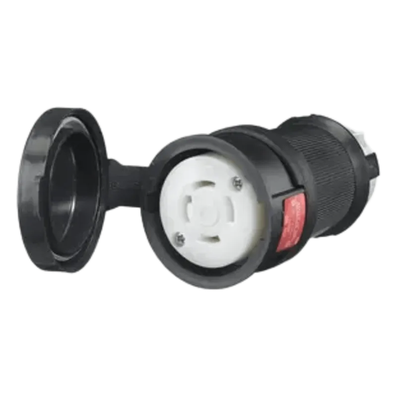 Conector Hembra con Bloqueo de Media Vuelta / 30 A 480 V CA / 3 Polos Trifásico / NEMA L16-30R / Terminal de Tornillo / Cubierta Hermética Negra / Color Blanco y Negro. HUBBELL HUB-HBL-2733-SW