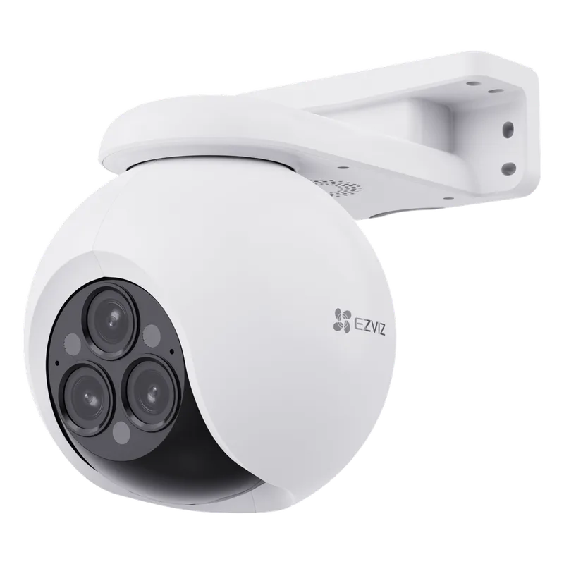 Cámara PT / Wi-Fi / Triple Lente / Panorámica 360° / Resolución 2k+ / Visión Nocturna a color / IA Detección de Humanos y Vehiculos / Alarma con Sirena y Luz / IP67 EZVIZ CS-H80F