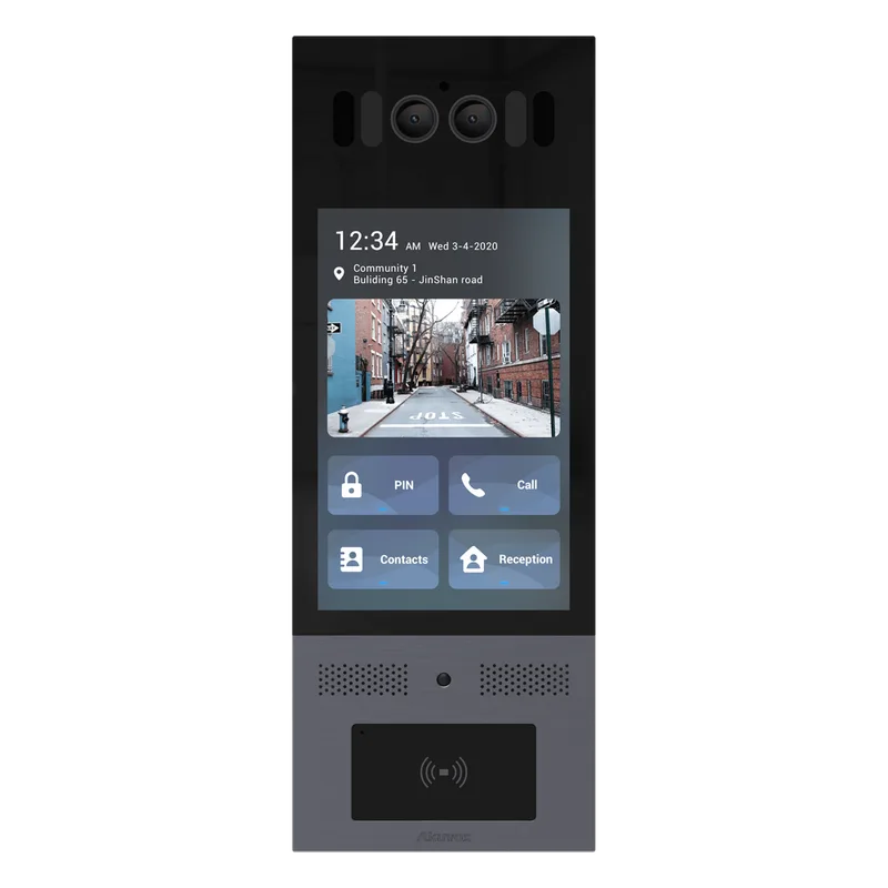 Frente de Calle Antivandálico IK10 / Incluye montaje / Administración 100% en la Nube / Notificación a APP / Llamada Telefónica / ANDROID / SIP / ONVIF /Reconocimiento Facial / QR y PIN para Visitas / IP66 / Bluetooth / NFC AKUVOX X915SKIT