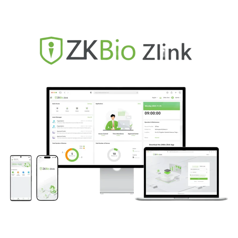ZKBio Zlink es una plataforma IoT basada en la nube que unifica control de acceso, gestión de asistencia y procesos de aprobación en un solo lugar. (TOTALMENTE GRATUITA!!) ZKTECO ZKBIOZLINK