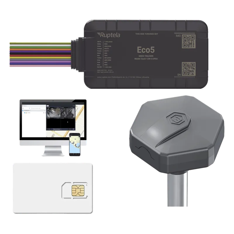 KIT Dispositivo de Rastreo Vehicular/ Sensor nivel de combustible BLE / Conectividad LTE Cat1 y LTE-M / BLE 5.0 / GNSS U-blox / Carcasa IP54 / Batería Interna de Respaldo / Detecta Interferencias / Incluye: EPCOMGPSCODE, TDBLE1000 y SIM500MB2Y RUPTELA ECO5KITFUEL