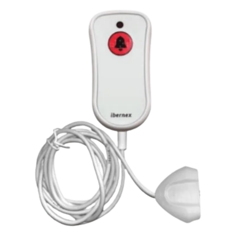 Pulsador de Cama Blanco Antibacteriano / Botón Rojo de Alarma 20mm / Conector Magnético / Protección IP67 / Cable 2m Resistente al Fuego / Libre de Halógenos / Braille 'SOS' IBERNEX NX0881/MG