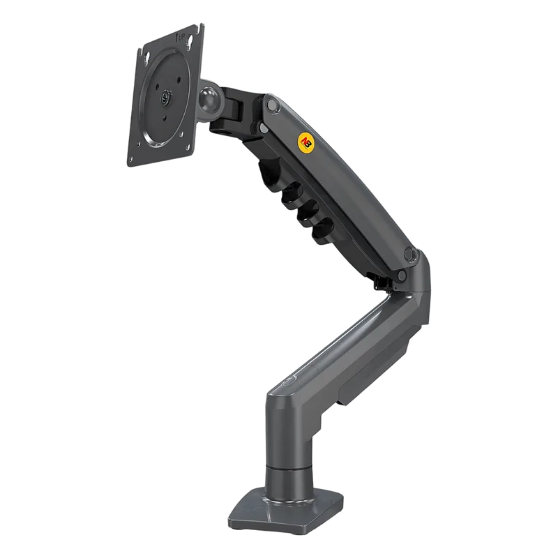 Brazo Ajustable para Monitor Ergonómico / Compatible con Monitores de 17" - 30" / Capacidad de Peso hasta 9 kg / Rotación 360° / Inclinación +85° a -30° / Giro 180° / Ajuste de Resorte de Gas / Color Gris NB-EPCOM F80NB