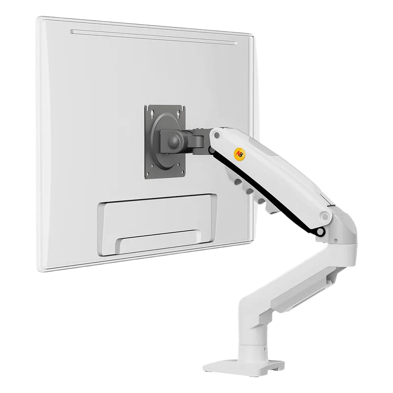 Brazo Ajustable para Monitor Ergonómico / Compatible con Monitores de 17" - 30" / Capacidad de Peso hasta 9 kg / Rotación 360° / Inclinación +85° a -30° / Giro 180° / Ajuste de Resorte de Gas / Color Blanco NB-EPCOM F80NBW