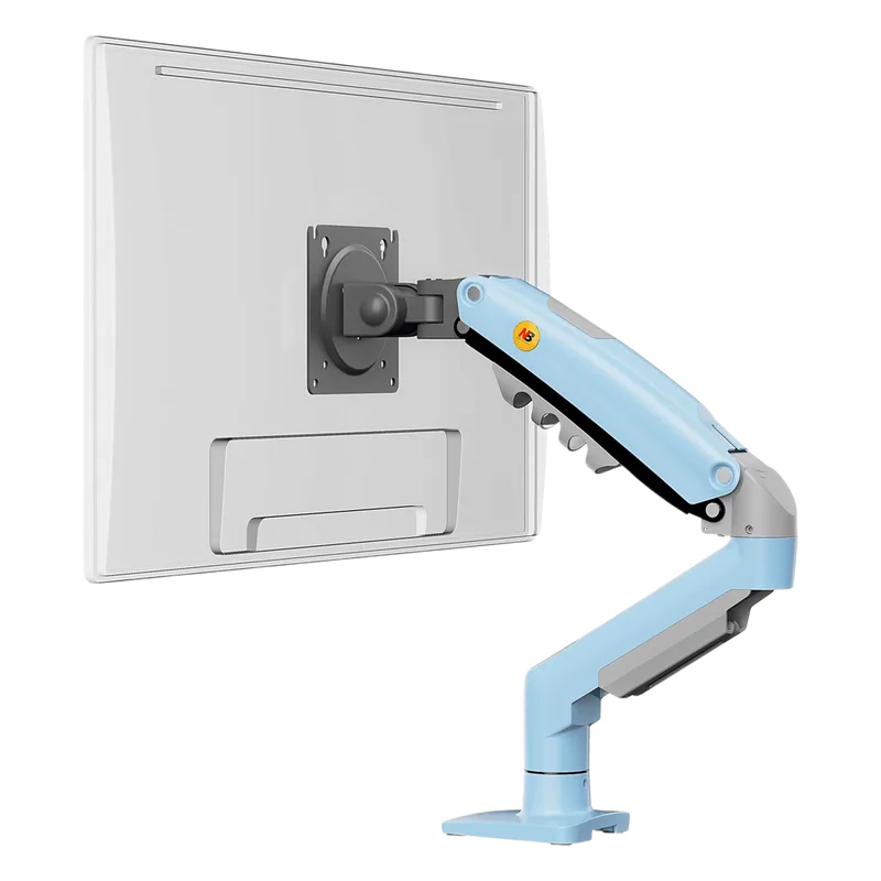 Brazo Ajustable para Monitor Ergonómico / Compatible con Monitores de 17" - 30" / Capacidad de Peso hasta 9 kg / Rotación 360° / Inclinación +85° a -30° / Giro 180° / Ajuste de Resorte de Gas / Color Azul NB-EPCOM F80NBB