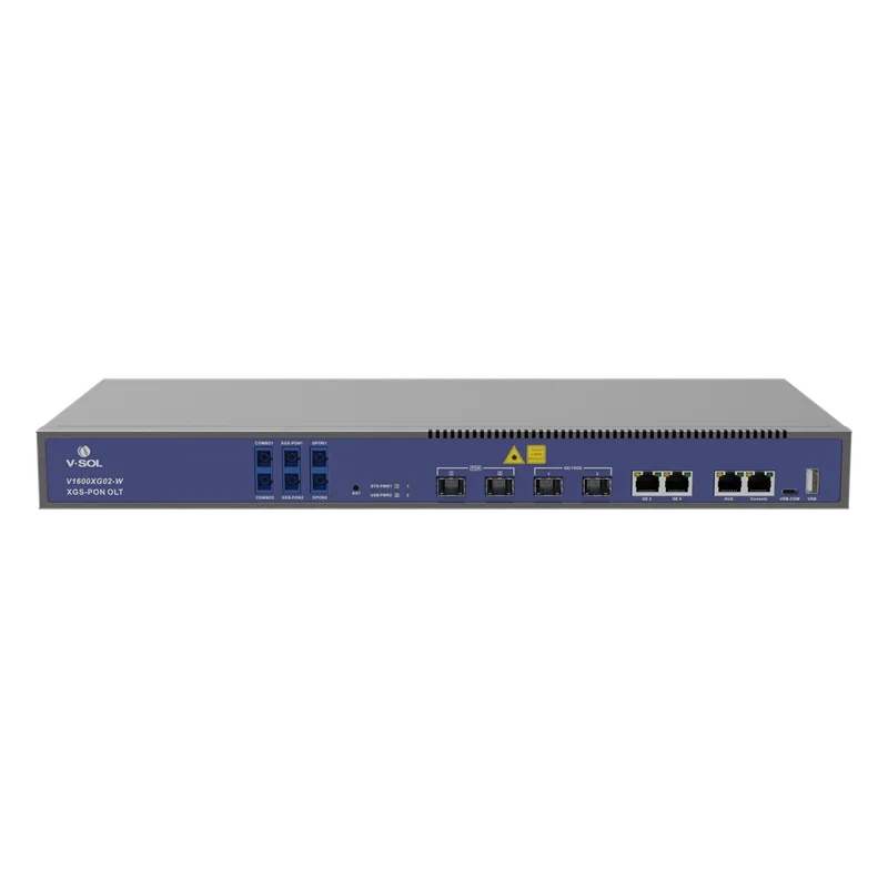 OLT Dual de 2 Puertos XGSPON/GPON con WDM Integrado/ 4 Puertos Uplink (2 Puerto Gigabit RJ45 + 2 Puertos SFP/SFP+) / Hasta 512 ONUs V-SOL V1600XG02-W