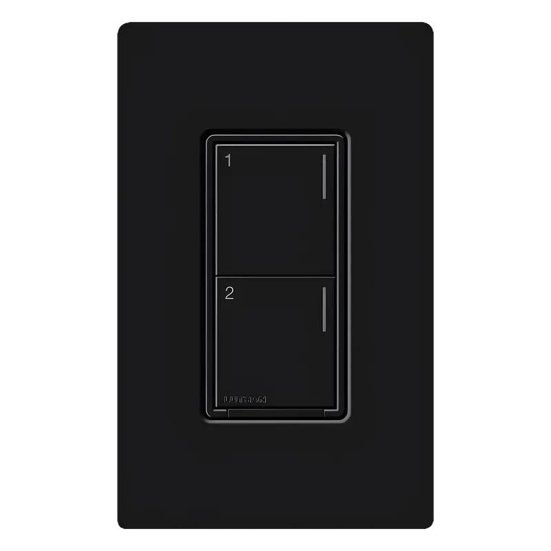 Botonera Sunnata híbrida negro, 2 botones, dimmer/interruptor con controlador de carga, requiere neutro, para RadioRA 3 LUTRON RADIORA 3 RRSTHN2BBL