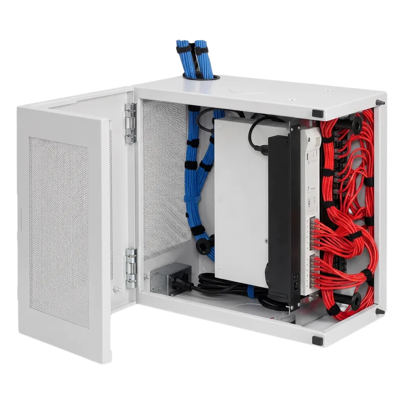 Gabinete de Pared L-Box 12U / Acero 1.9 mm / 1219 x 610 x 313 mm / Puerta L 120° / RAL 7035 / Rack 19" HOFFMAN DBL482412G