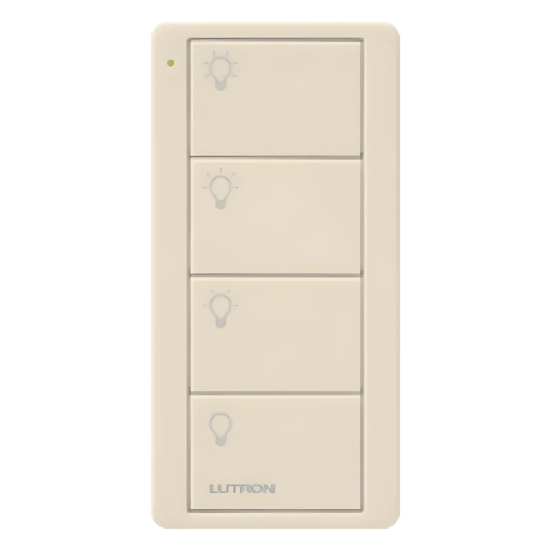 Control Pico inalámbrico de 4 botones para generar 3 escenas y un apagado, gloss light almond, Clear Connect RF LUTRON ELECTRONICS PJ24BLAL31P
