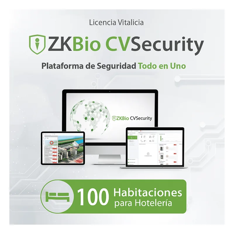 Licencia para ZKBioCVsecurity para modulo de hoteleria para 100 habitaciones ZKTECO ZKCVHOTEL100